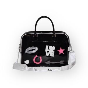me.n.u ❤︎︎ Love Lips Patch Overnight Travel Bag ❤︎︎ Black ❤︎︎ Dance Camp Horse